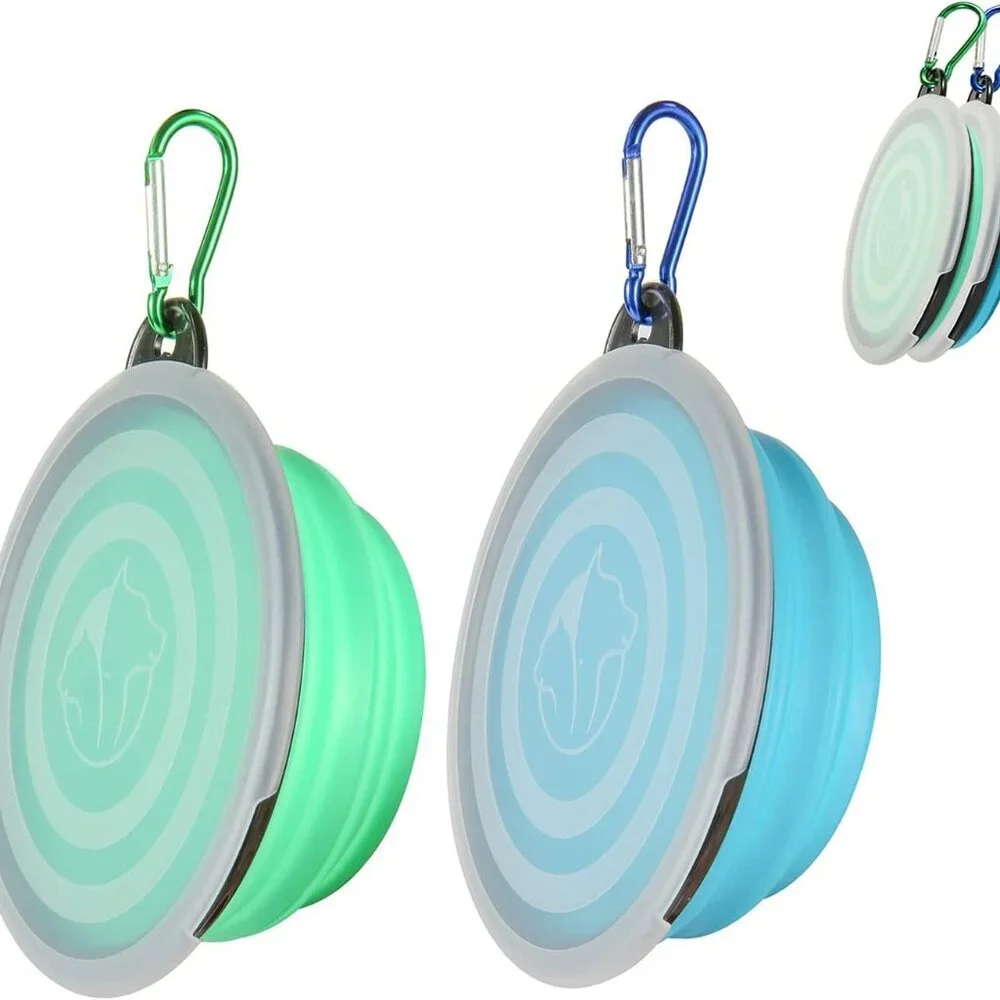 Collapsible Bowl with Cover Lids,2 Pack Dog Travel Bowls Portable Foldable Cat W